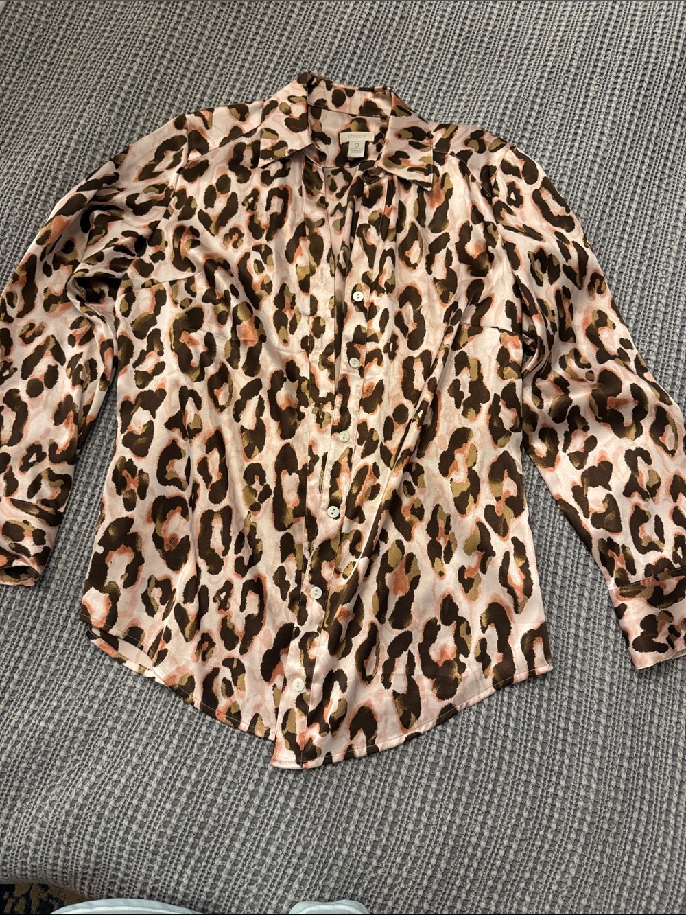 Chico’s Leopard Print Satin Button-Up Blouse - Pink/Brown